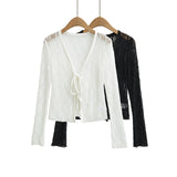 Lace With Cardigan Top Woman 2026 Summer New Hot Girl Wind Solid Hollow Shawl Wear Coat