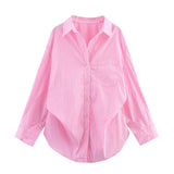 Autumn New Bat Sleeve Loose Striped Shirt 3067105