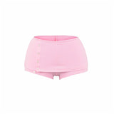 Pure-Style Sexy Hottie Set Spring Warehouse Round Collar Buckle Long-Sleeved T-Shirt Low-Waisted Hip Shorts Skirt Girl