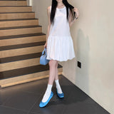 Korean Wearing A Small Black Dress Woman Design Tidaught Cloud Short Skirt Small Ageless Sleeveless Collar Vest Skirt Summer