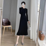 Early Autumn Fishtail Knitting Dress Women Over The Knee Long Bottom Of The Bottom Of The Winter With A Sweater Dress With A Coat